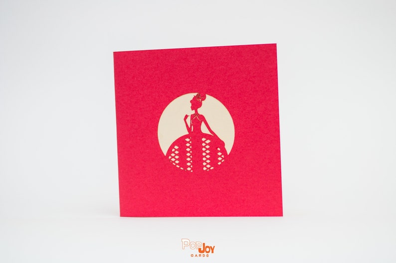 Princess 3D pop-up card by PopJoy Cards - detail of ballgown layers