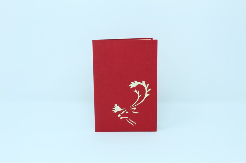 Reindeer Christmas pop-up card front cover