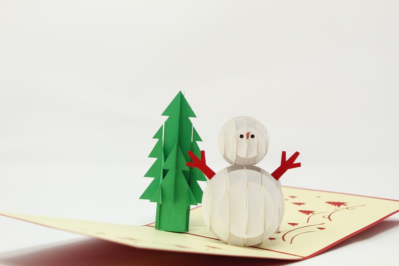 Snowman pop-up card detail