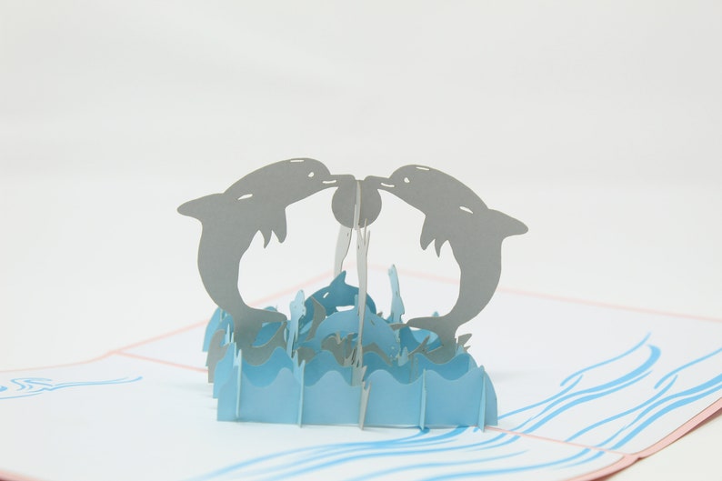 Dolphin pop-up card detail