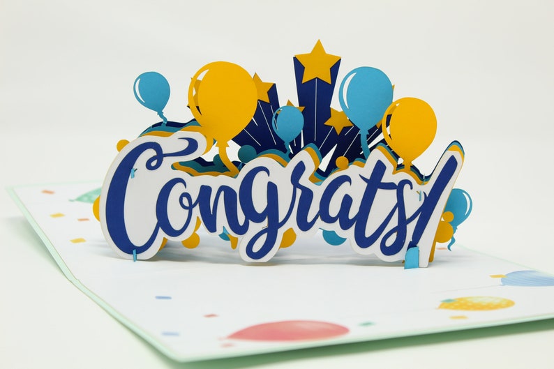Congrats pop-up card front cover