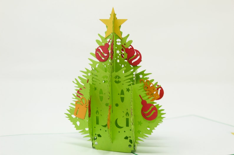 Christmas Tree with Ornaments pop-up card with envelope