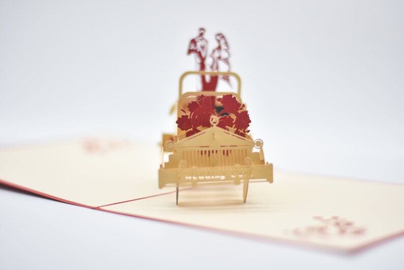 Wedding Getaway Car pop-up card with envelope