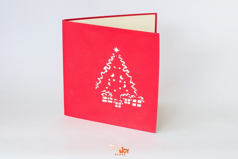 Colourful Christmas Tree pop-up card front cover