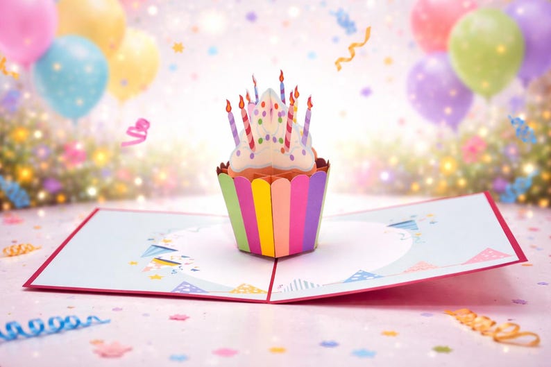 Cupcake 3D pop-up card by PopJoy Cards