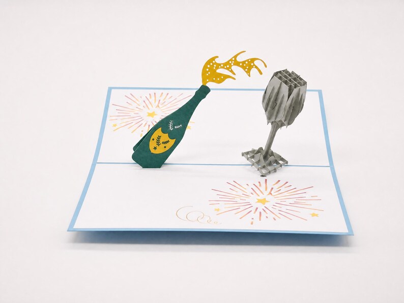 Celebration Champagne pop-up card with envelope