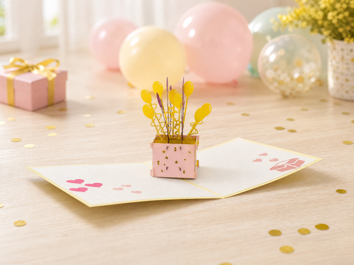 Balloon 3D pop-up card by PopJoy Cards - lifestyle scene