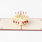 Birthday Cake 3D pop-up card by PopJoy Cards - open view, studio shot
