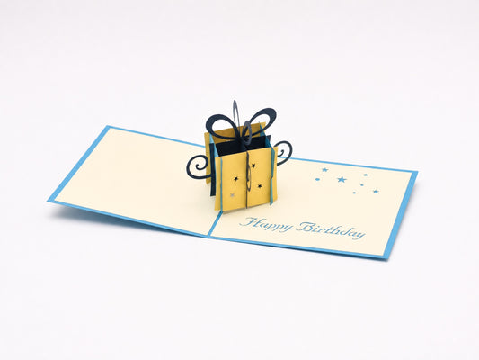 Birthday Gift 3D pop-up card by PopJoy Cards - open view, studio shot