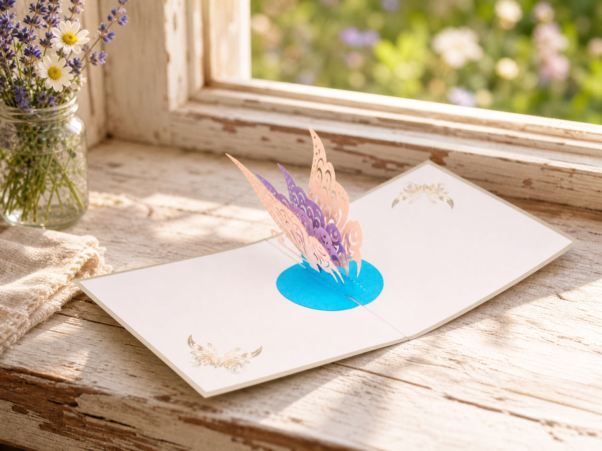 Butterfly 3D pop-up card by PopJoy Cards - lifestyle scene