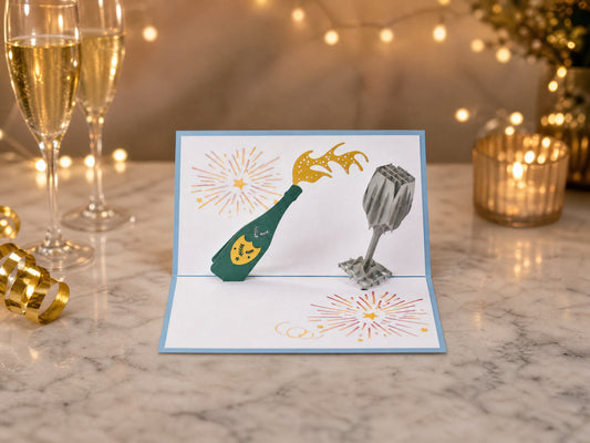 Celebration Champagne 3D pop-up card by PopJoy Cards - lifestyle scene