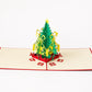 Colourful Christmas Tree 3D pop-up card by PopJoy Cards - open view, studio shot