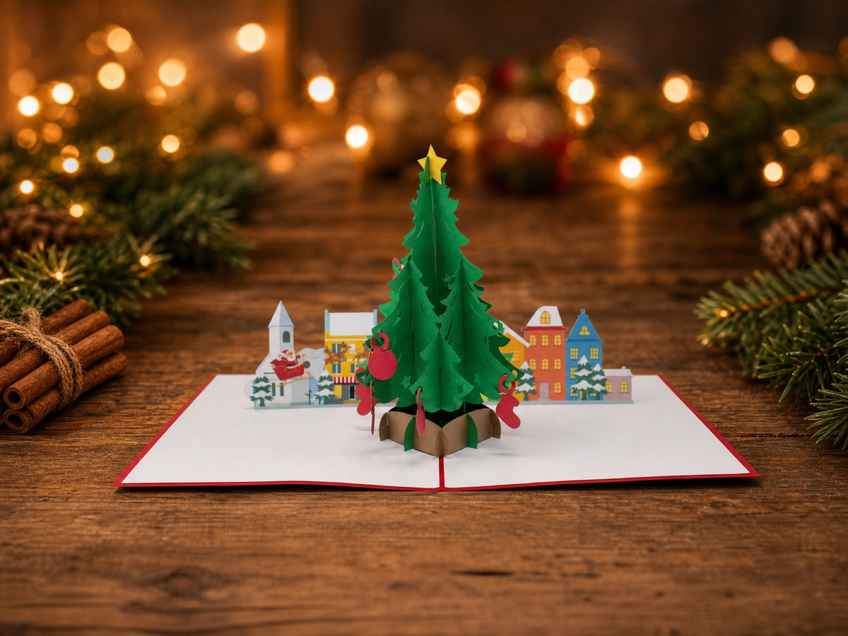 Christmas Tree 3D pop-up card by PopJoy Cards - lifestyle scene