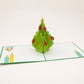 Christmas Tree with Ornaments 3D pop-up card by PopJoy Cards - open view, studio shot