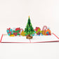 Christmas Tree with Gifts 3D pop-up card by PopJoy Cards - open view, studio shot