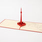 CN Tower 3D pop-up card by PopJoy Cards - open view, studio shot