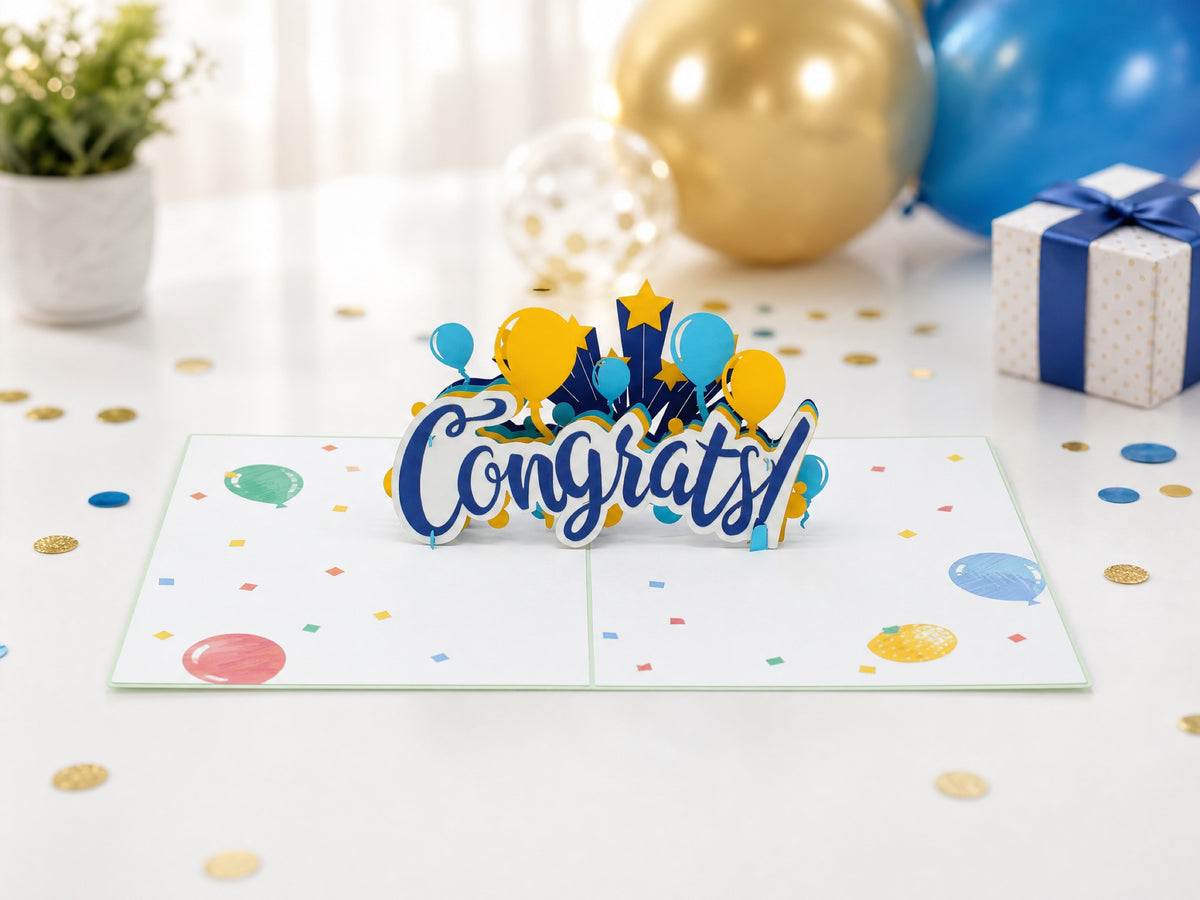 Congrats 3D pop-up card by PopJoy Cards - lifestyle scene