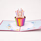 Cupcake 3D pop-up card by PopJoy Cards - open view, studio shot