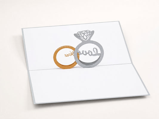 Engagement 3D pop-up card by PopJoy Cards - open view, studio shot