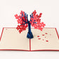 Fall Love Tree 3D pop-up card by PopJoy Cards - open view, studio shot