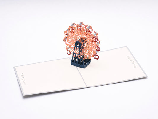 Ferris Wheel 3D pop-up card by PopJoy Cards - open view, studio shot