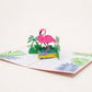 Flamingo 3D pop-up card by PopJoy Cards - open view, studio shot