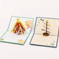 Holiday Pack of 2 Christmas Tree pop-up cards by PopJoy Cards - open view, studio shot