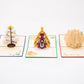 Holiday Variety Pack of 3 pop-up cards by PopJoy Cards - open view, studio shot