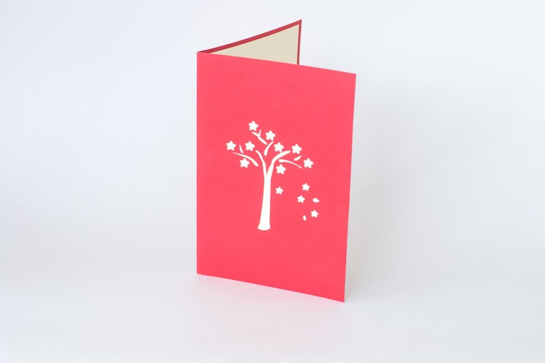 Fall Love Tree pop-up card side view