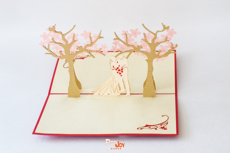 Cherry Blossom Wedding 3D pop-up card by PopJoy Cards