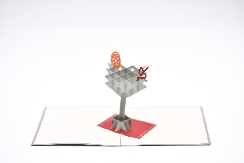 Celebration Martini pop-up card open view with martini glass