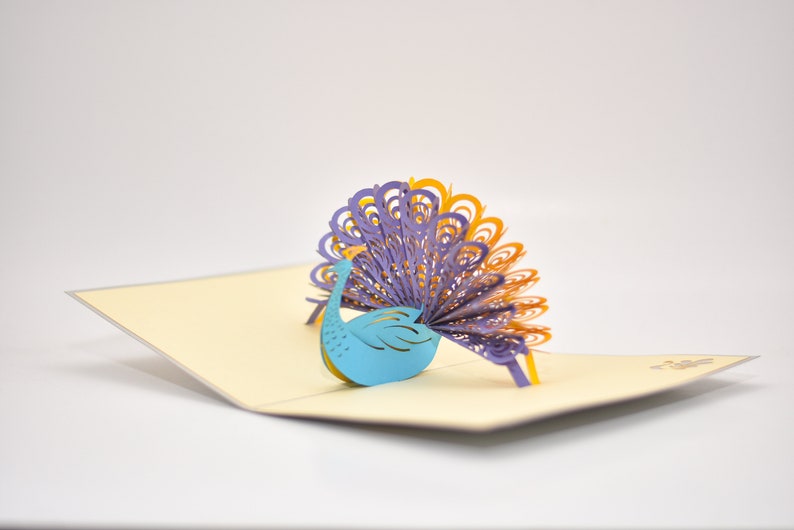 Peacock 3D pop-up card by PopJoy Cards