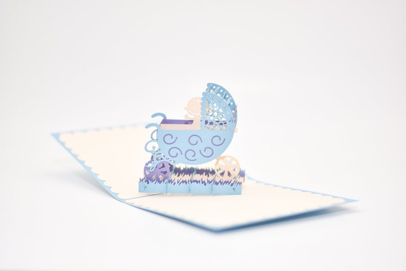 New Born Baby in Stroller pop-up card detail