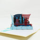 Lady Liberty pop-up card open showing New York skyline