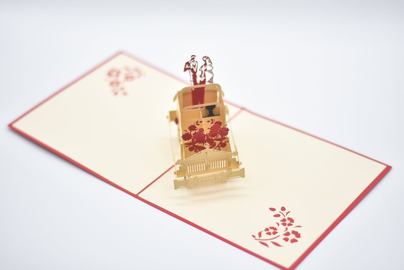 Wedding Getaway Car pop-up card detail