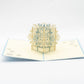 Snowflake 3D pop-up card by PopJoy Cards - open view with blue and white snowflake