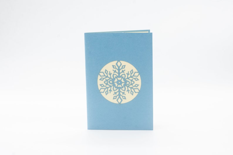 Snowflake 3D pop-up card by PopJoy Cards - front cover with snowflake design
