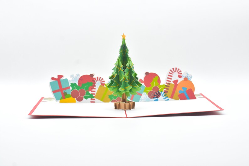 Christmas tree with gifts 3D pop-up card by PopJoy Cards