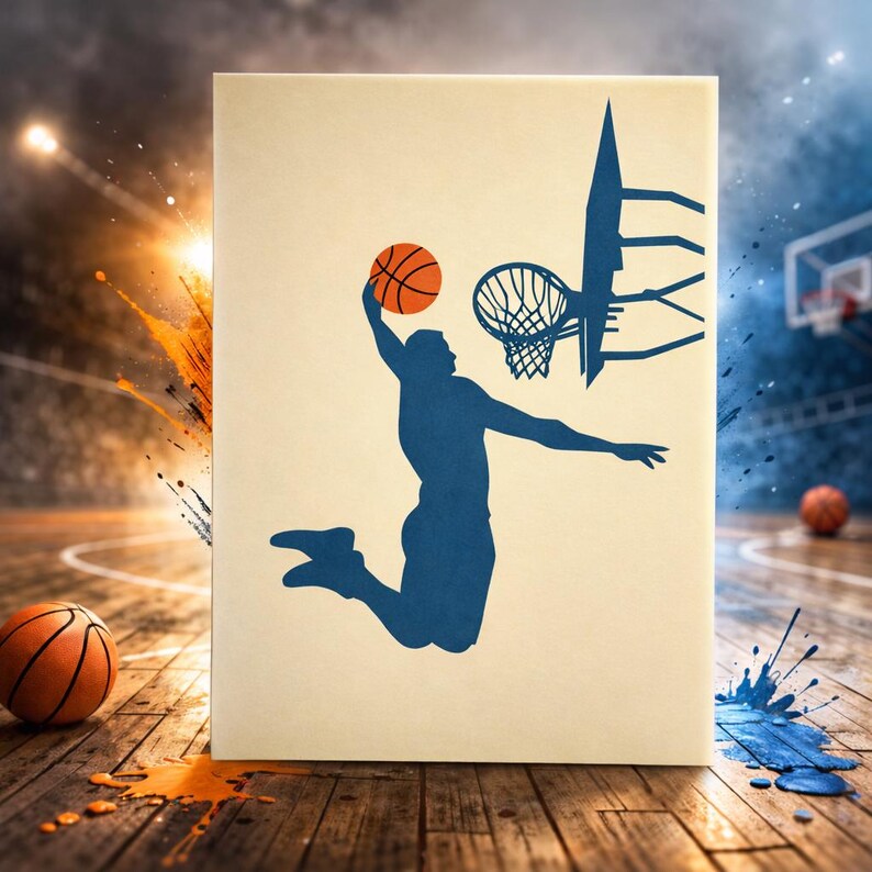 Basketball 3D pop-up card by PopJoy Cards