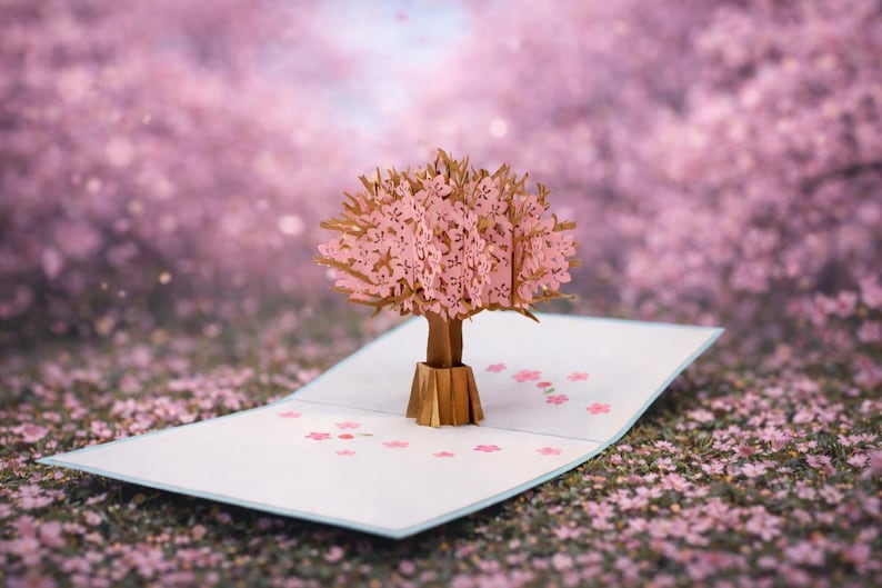 Cherry Blossom 3D pop-up card by PopJoy Cards