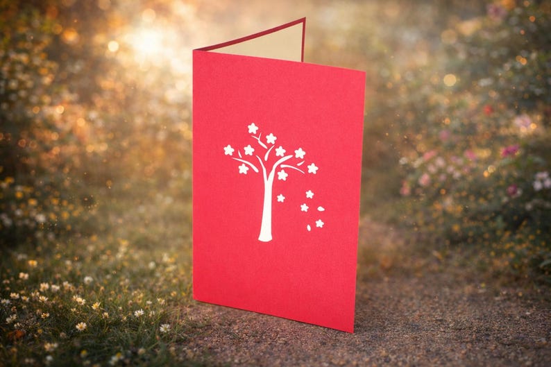 Fall Love Tree pop-up card open view