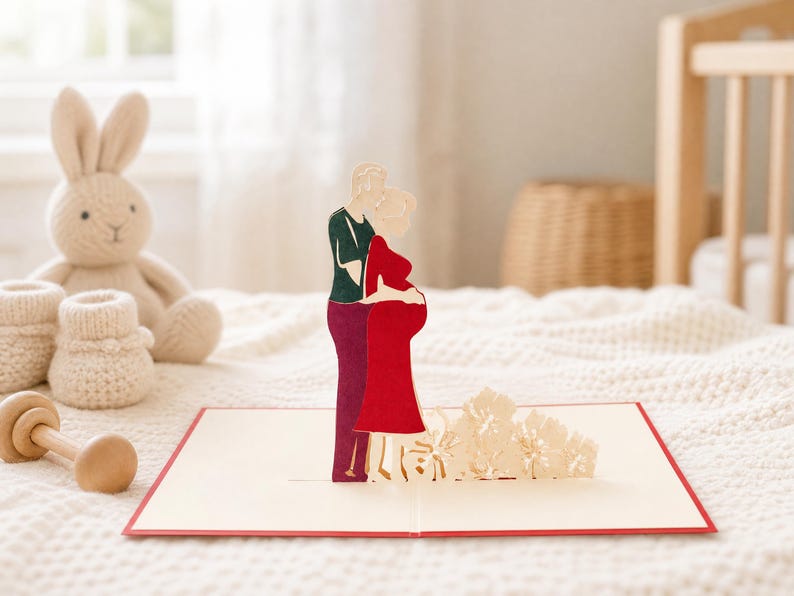 Expecting Couple Pregnancy 3D pop-up card by PopJoy Cards