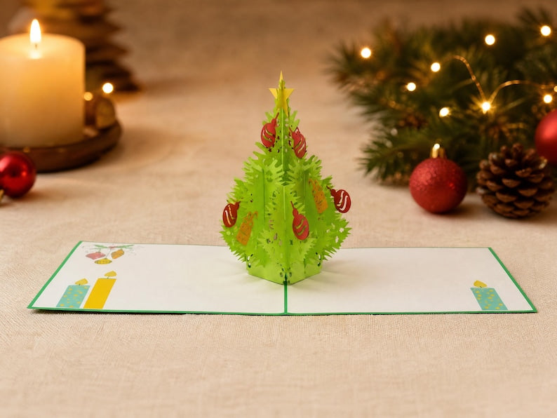 Christmas Tree with Ornaments 3D pop-up card by PopJoy Cards