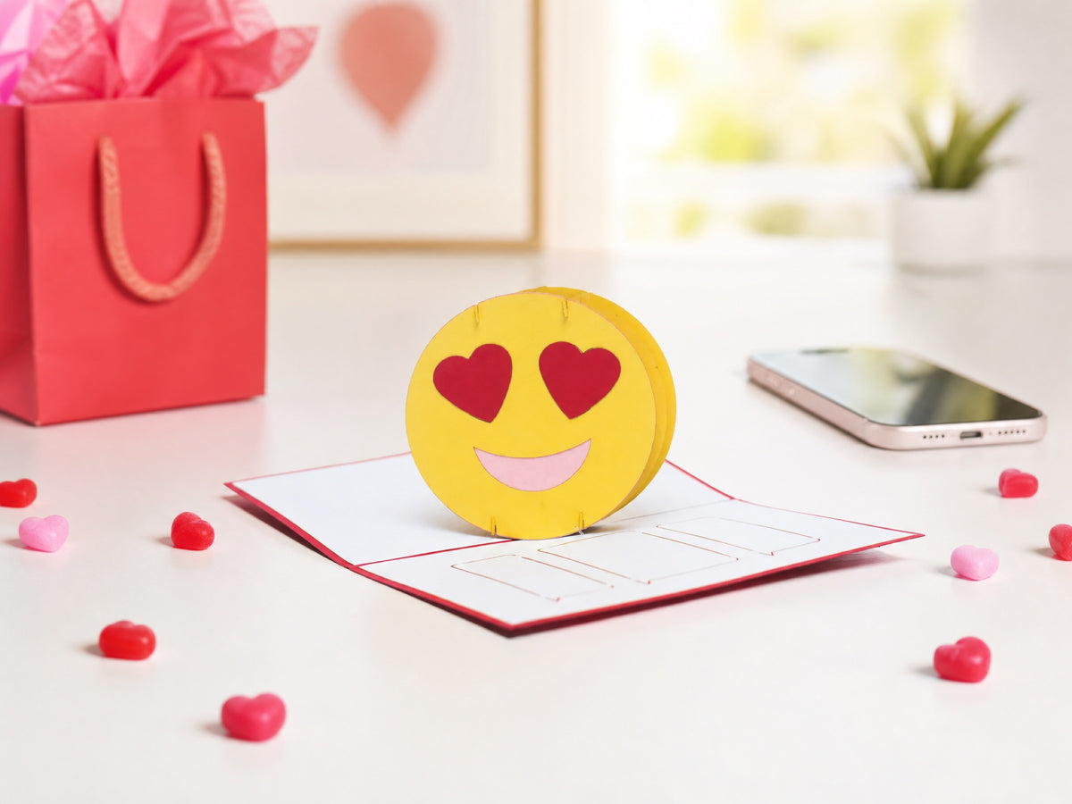 Love Emoji 3D pop-up card by PopJoy Cards - lifestyle scene