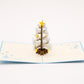 Mini Christmas Tree 3D pop-up card by PopJoy Cards - open view, studio shot