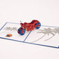 Motorcycle 3D pop-up card by PopJoy Cards - open view, studio shot