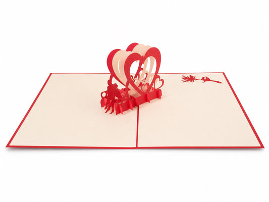 Mr. and Mrs. Anniversary Wedding 3D pop-up card by PopJoy Cards - open view, studio shot