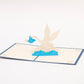 New Born Baby with Stork 3D pop-up card by PopJoy Cards - open view, studio shot