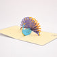 Peacock 3D pop-up card by PopJoy Cards - open view, studio shot