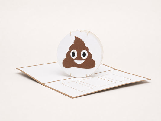 Poop Emoji 3D pop-up card by PopJoy Cards - open view, studio shot